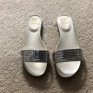 Vince Camuto gold slide sandals